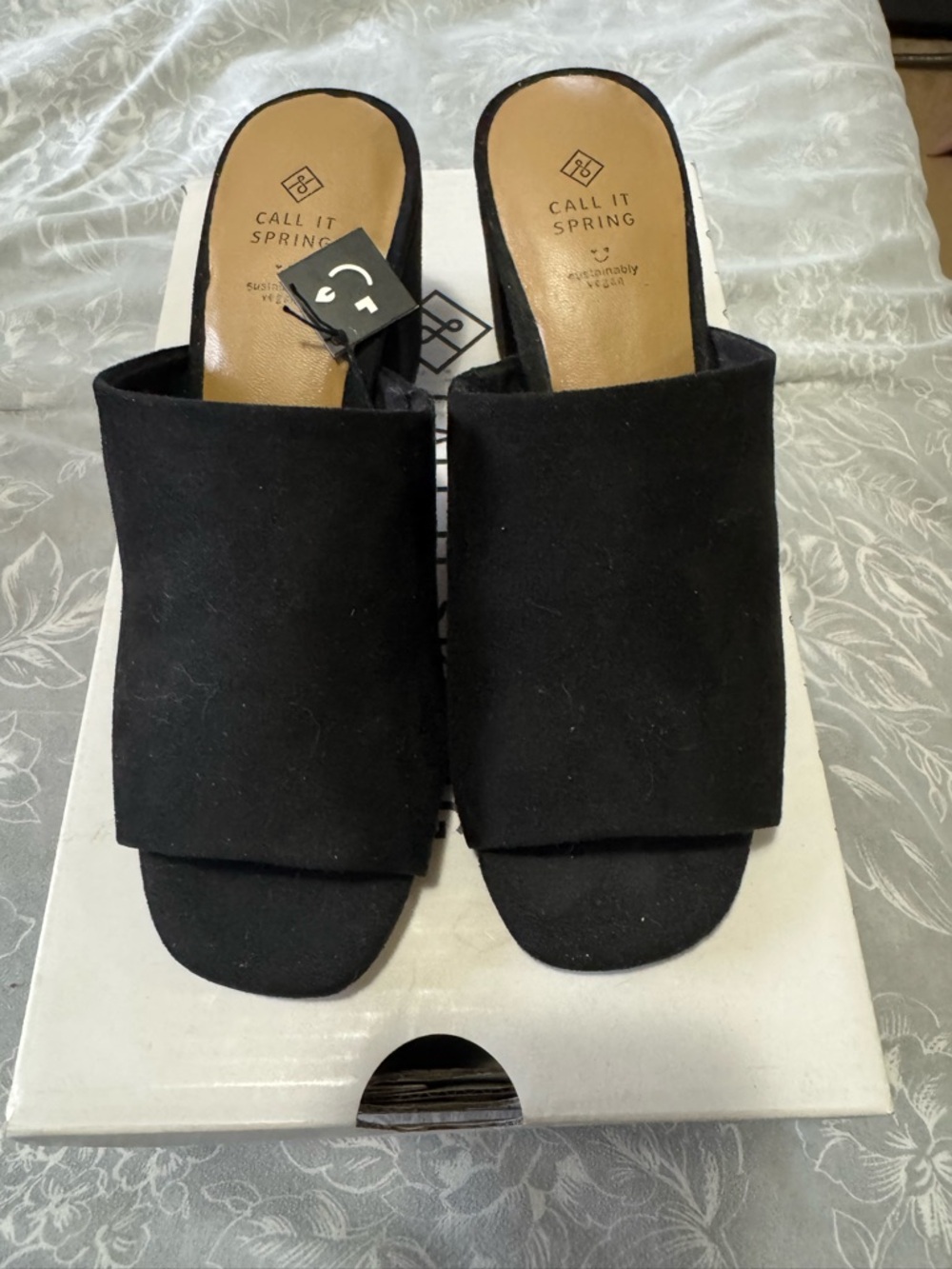 Call It Spring Black Suede Slide Mules